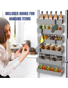 Organizador de Especias Magnético 6 Paquetes Gris Metal 2