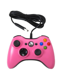 Gamepad USB con Cable Acupress Rosa para Xbox 360 y PC
