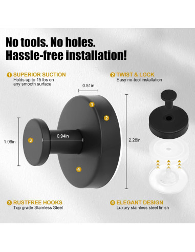 Ganchos de Ventosa Hamtima para Toallas - Alta Resistencia (2 Piezas)