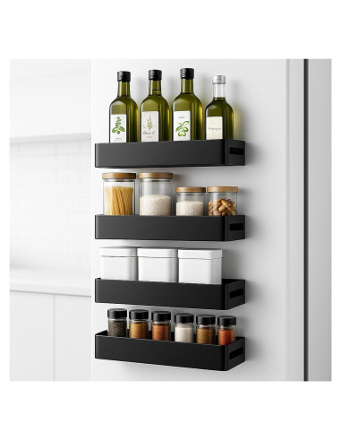 Paquete de 4 estantes magnéticos Koulowgee para especias