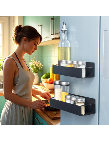 Paquete de 4 estantes magnéticos Koulowgee para especias