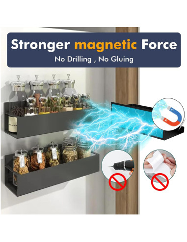 Organizador Magnético de Especias Maytopia - 4 Estantes 29.5x7.5cm