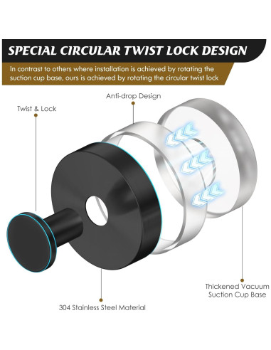 Ganchos de Ventosa MOTAIPEAK 2 Pcs Negros Alta Resistencia