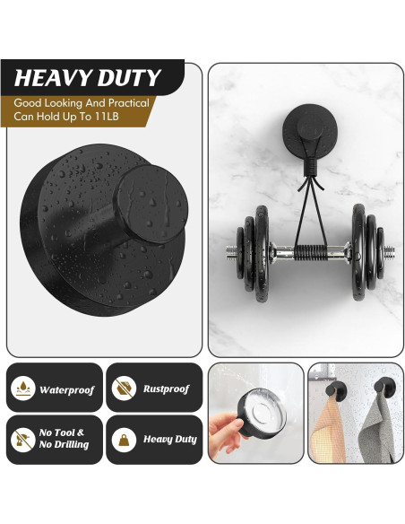 Ganchos de Ventosa MOTAIPEAK 2 Pcs Negros Alta Resistencia Ganchos de Ventosa MOTAIPEAK 2 Pcs Negros Alta Resistencia