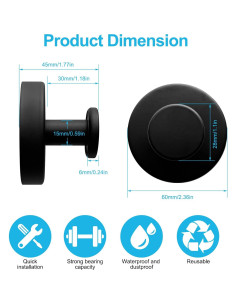 5 Ganchos de Ventosa BIRDDIE para Baño y Cocina - Acero Inoxidable 2