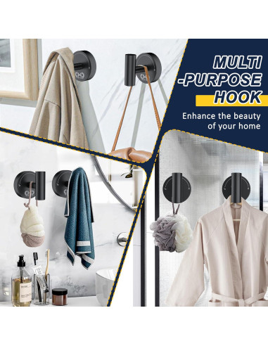 Ganchos de Ventosa CMDZHF 4Pcs Acero Inoxidable Negro