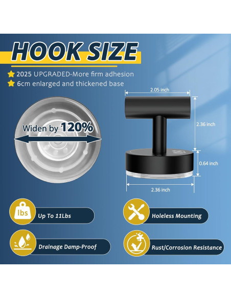 Ganchos de Ventosa CMDZHF 4Pcs Acero Inoxidable Negro