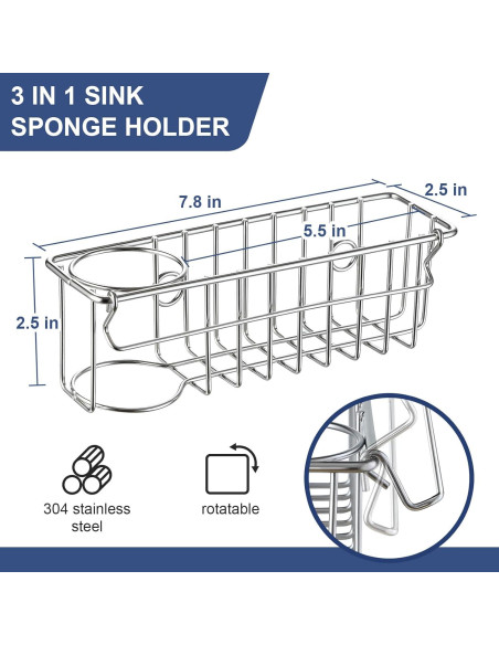 Soporte de Esponja LANDNEOO Acero Inoxidable 304 con Ventosas