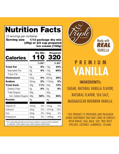 Mezcla Inicial de Helado Premium Triple Scoop Vainilla 1.4 kg