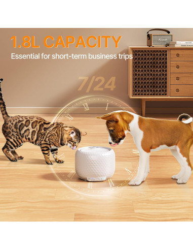 Fuente de Agua para Gatos Petsuper 1.8L Ultra-Silenciosa con Filtros