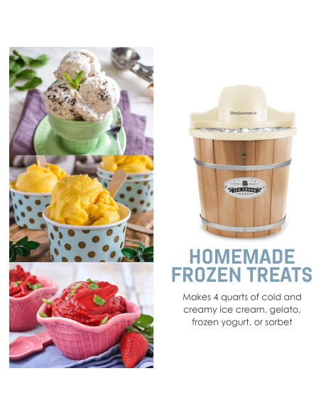 Fabricante de Helados Eléctrico Elite Gourmet 4 Qt Crema