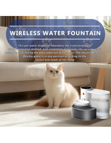 Fuente de Agua Automática Inalámbrica para Gatos 3L
