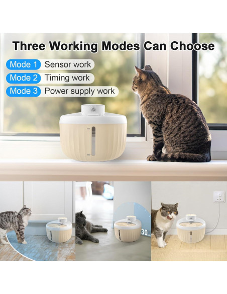 Fuente de Agua Automática para Gatos Masbrill 1.6L Inalámbrica