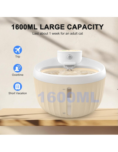 Fuente de Agua Automática para Gatos Masbrill 1.6L Inalámbrica