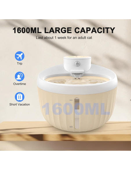 Fuente de Agua Automática para Gatos Masbrill 1.6L Inalámbrica