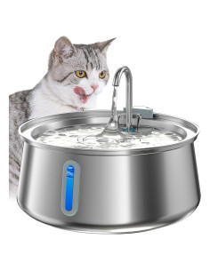 Fuente de Agua para Gatos Homtyler 4L Acero Inoxidable Silenciosa