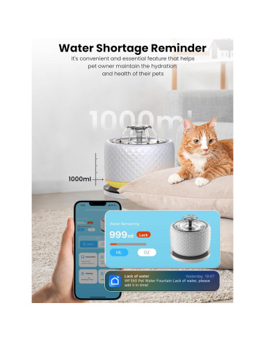 Fuente de Agua Inteligente para Gatos DCIOGAT 3.5L con App