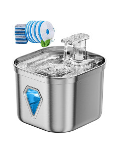 Fuente de Agua para Gatos Rantizon 2.2L Acero Inoxidable Silenciosa