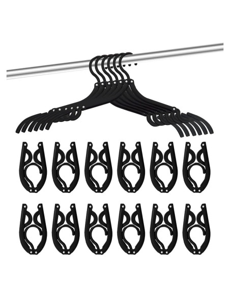 12 Perchas de Viaje Plegables Trubetter Antideslizantes Negras