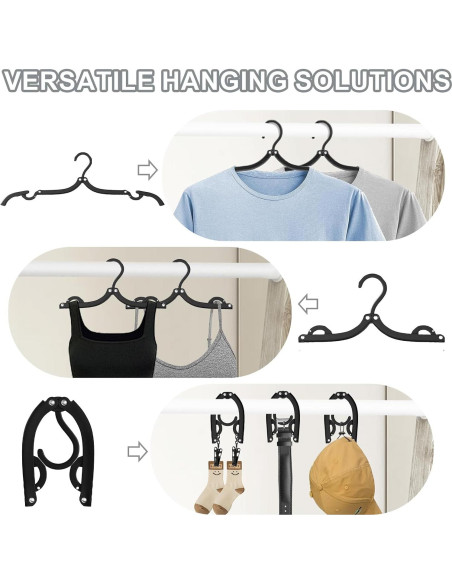 12 Perchas de Viaje Plegables Trubetter Antideslizantes Negras