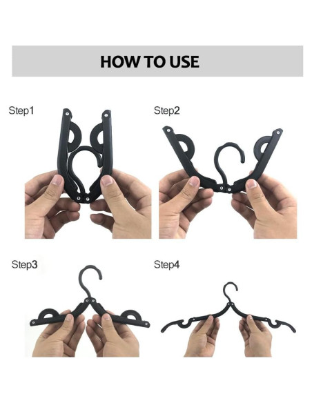 12 Perchas de Viaje Plegables Trubetter Antideslizantes Negras