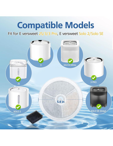 12 Filtros de Reemplazo E versweet 3.0 para Fuente de Agua Gato
