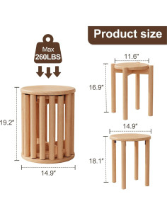 Juego de 4 Taburetes Apilables de Madera AnywaysWood 45.72 cm 2