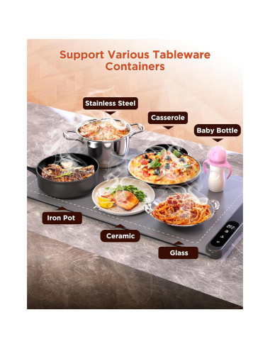 Alfombrilla Calentadora de Alimentos FEPPO 500W Ajustable 6 Niveles