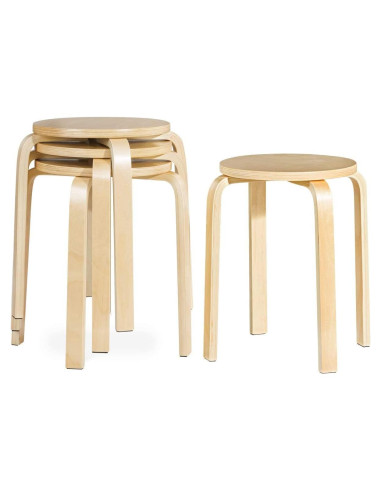 Juego de 4 Taburetes Apilables de Madera Contrachapada COSTWAY