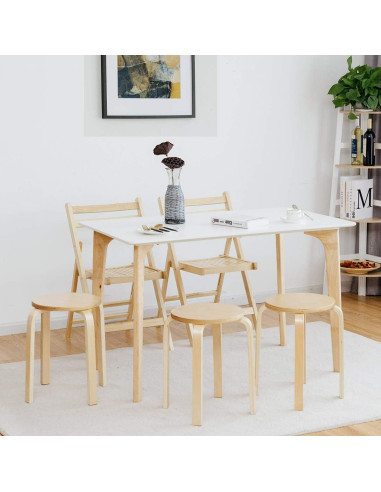 Juego de 4 Taburetes Apilables de Madera Contrachapada COSTWAY