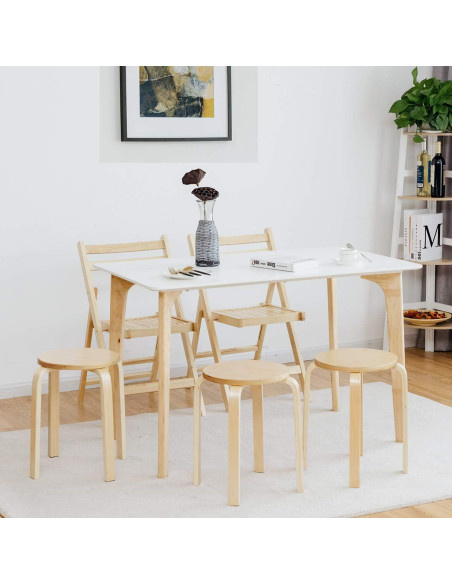 Juego de 4 Taburetes Apilables de Madera Contrachapada COSTWAY