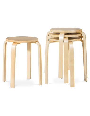Juego de 4 Taburetes de Madera Hysache Apilables 45.72 cm