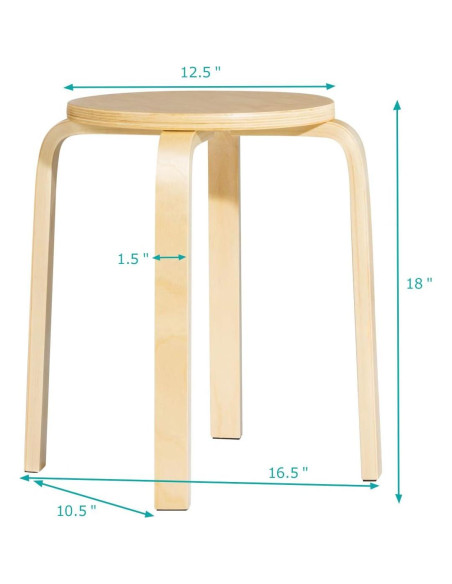 Juego de 4 Taburetes Apilables de Madera Contrachapada COSTWAY