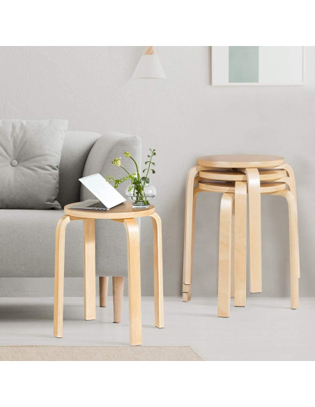 Juego de 4 Taburetes Apilables de Madera Contrachapada COSTWAY