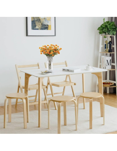Juego de 4 Taburetes de Madera Hysache Apilables 45.72 cm