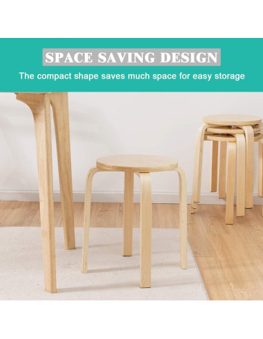 Juego de 4 Taburetes Apilables de Madera Contrachapada COSTWAY