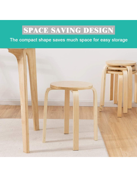 Juego de 4 Taburetes Apilables de Madera Contrachapada COSTWAY