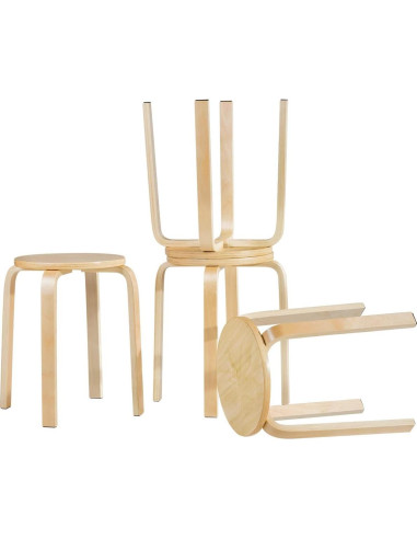 Juego de 4 Taburetes Apilables de Madera Contrachapada COSTWAY