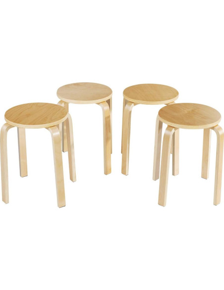 Juego de 4 Taburetes Apilables de Madera Contrachapada COSTWAY