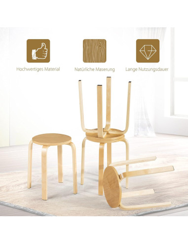 Juego de 4 Taburetes de Madera Hysache Apilables 45.72 cm