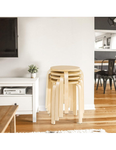 Juego de 4 Taburetes de Madera Hysache Apilables 45.72 cm