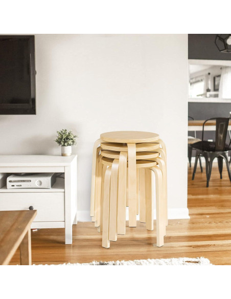 Juego de 4 Taburetes de Madera Hysache Apilables 45.72 cm