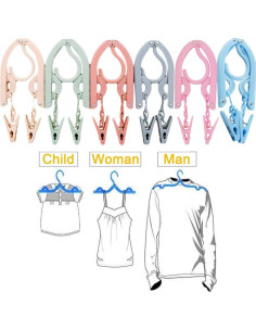 Perchas de Viaje Plegables YOUOWO 12 Pcs con Cuerda 5m 2