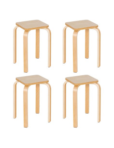 Conjunto de 4 Taburetes Apilables POWERSTONE de Madera Natural