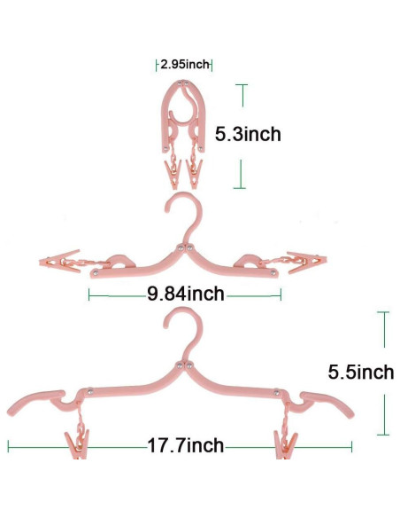 Perchas de Viaje Plegables YOUOWO 12 Pcs con Cuerda 5m