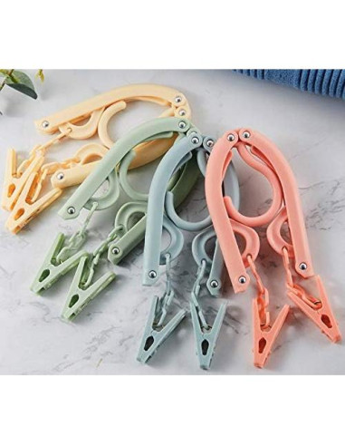 Perchas de Viaje Plegables YOUOWO 12 Pcs con Cuerda 5m