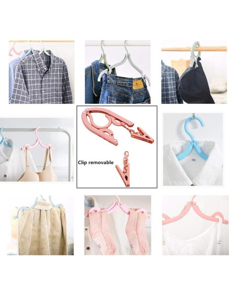 Perchas de Viaje Plegables YOUOWO 12 Pcs con Cuerda 5m