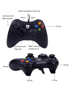 Gamepad USB con Cable USonline911 para Xbox 360 y PC 2