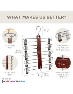 Perchas de Madera MORALVE para Faldas y Pantalones - 2 Paquete 2