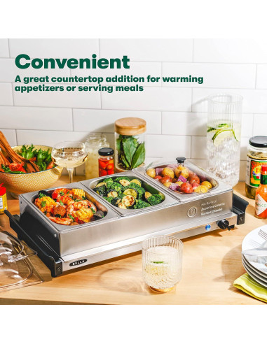 Servidor Buffet Eléctrico BELLA 3 Recipientes 1.5L Acero Inoxidable